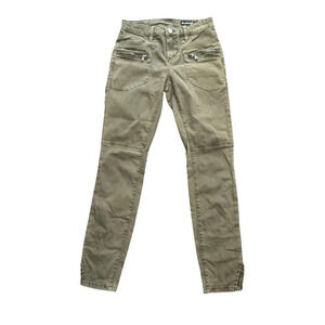 BLANK NYC Olive Green Zip Pocket Moto‎ Utility Skinny Jeans Women's 26